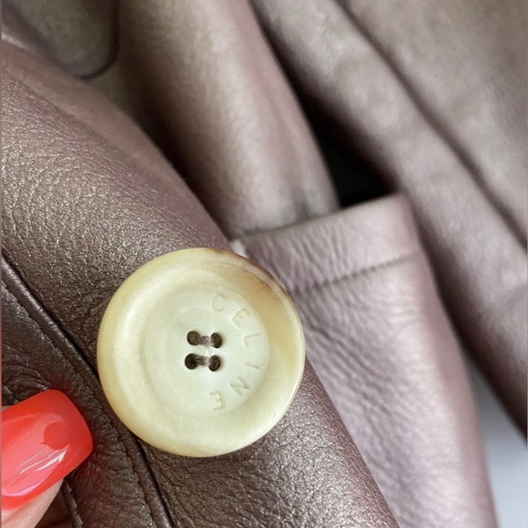 Celine Leather Shearling Metallic Coat Jacket Size 40 - Picture 8 of 8